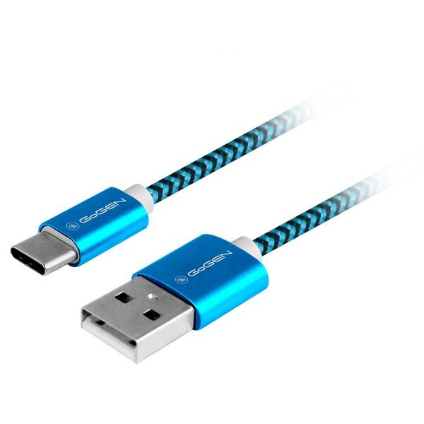 Kabel GoGEN USB / USB-C, 1m, opletený modrý


