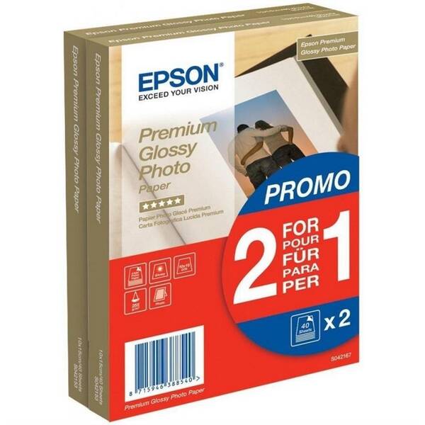 Fotopapír Epson Premium Glossy Photo 10x15, 255g, 80 listů bílý

