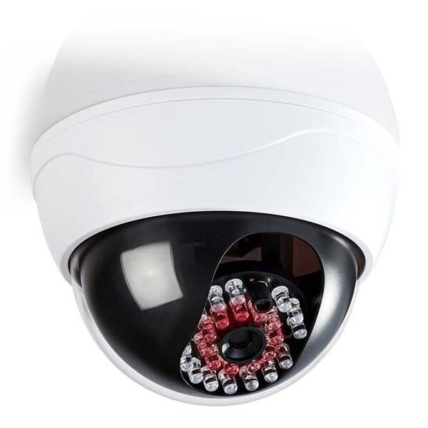 Maketa zabezpečovací kamery Nedis s infračervenou LED, dome, IP44, venkovní i vnitřní 


