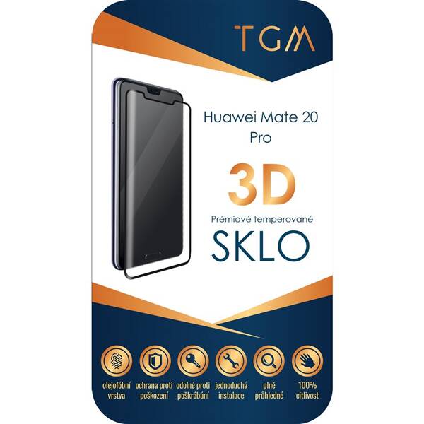 Tvrzené sklo TGM 3D na Huawei Mate 20 Pro černé


