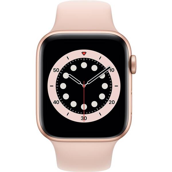Chytré hodinky Apple GPS 44mm pouzdro ze zlatého hliníku - pískově růžový sportovní náramek 

