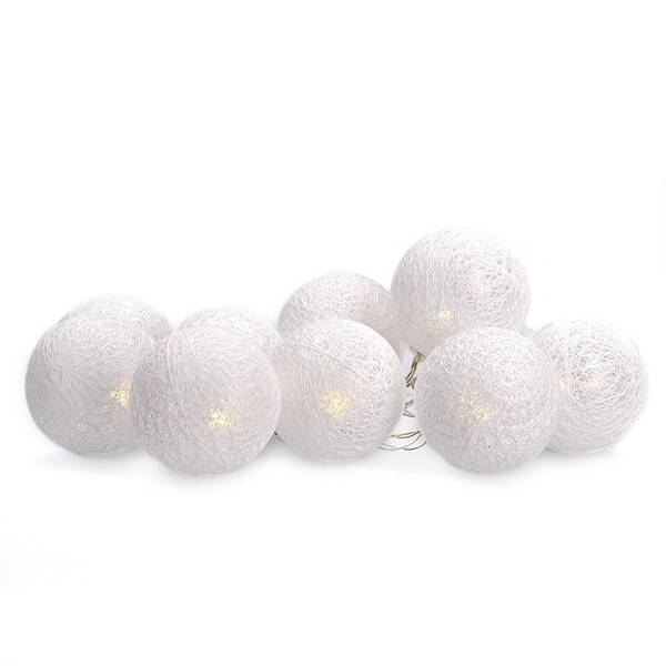 Vánoční osvětlení Solight řetěz - koule bavlněné, 10LED, 1m, 2x AA, IP20 bílé

