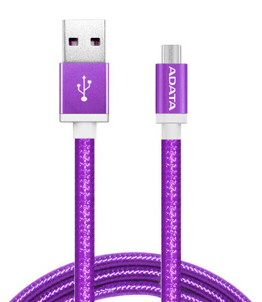 Kabel ADATA USB/micro USB, 1m, pletený fialový

