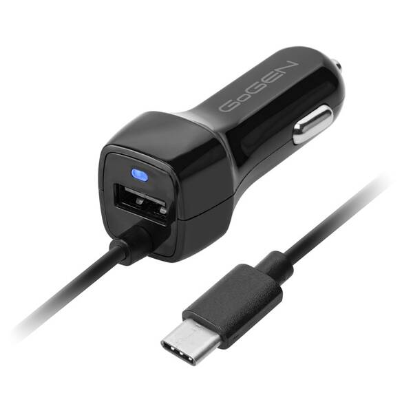 Adaptér do auta GoGEN integrovaný kabel (USB-C), 1x USB, 2,1A, 10,5W černý

