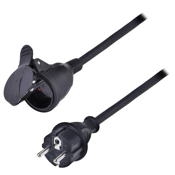 Kabel prodlužovací Solight 1 zásuvka IP44, 3 x 2.5mm2, kabel guma-neopren H07RN-F, 10 m černý

