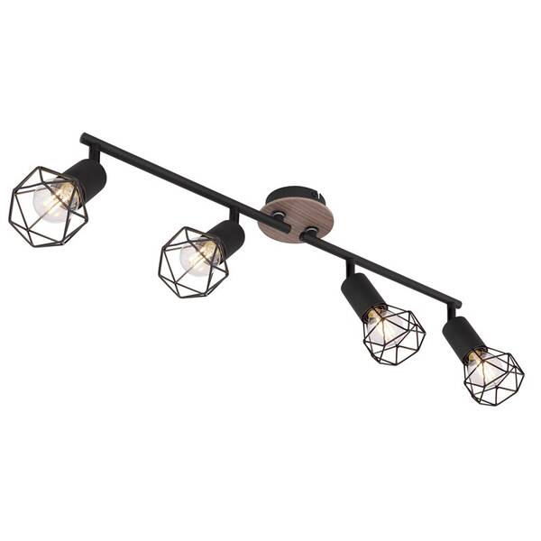 Bodové svítidlo GLOBO Xara I, 4xE14, 40W černé/dřevo

