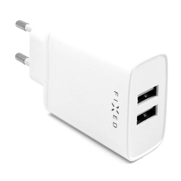 Nabíječka do sítě FIXED 2x USB, 15W Smart Rapid Charge bílá

