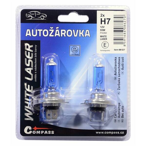 Autožárovka Compass 08627 12V H7 55W PX26d WHITE LASER (2 ks) 

