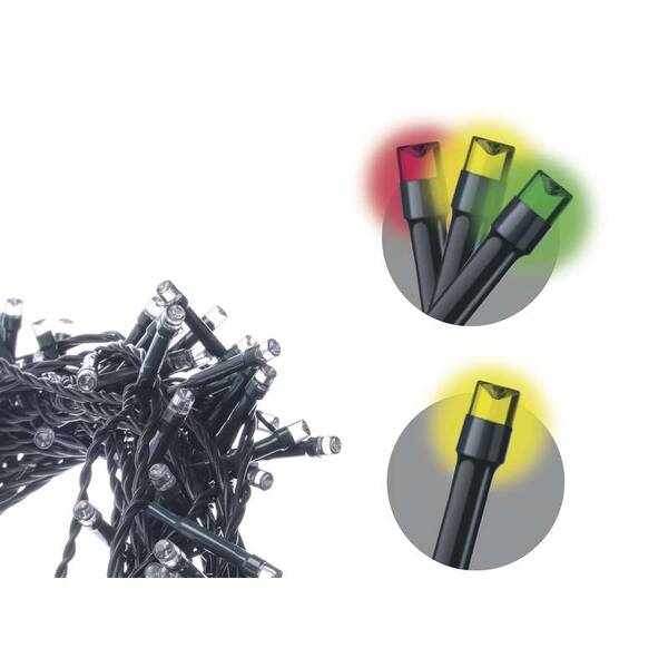 Vánoční osvětlení EMOS 100 LED řetěz, 10m, teplá bílá/multicolor, programy 


