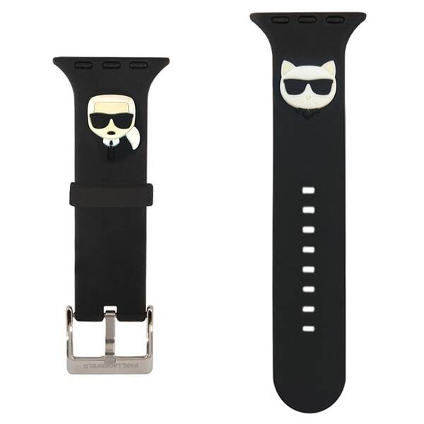 Řemínek Karl Lagerfeld Karl and Choupette na Apple Watch 38/40/41mm černý

