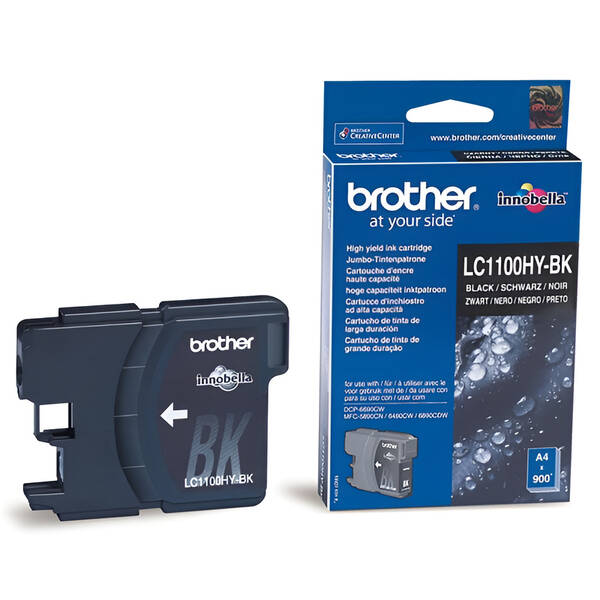 Inkoustová náplň Brother LC1100HYBk, 900 stran černá

