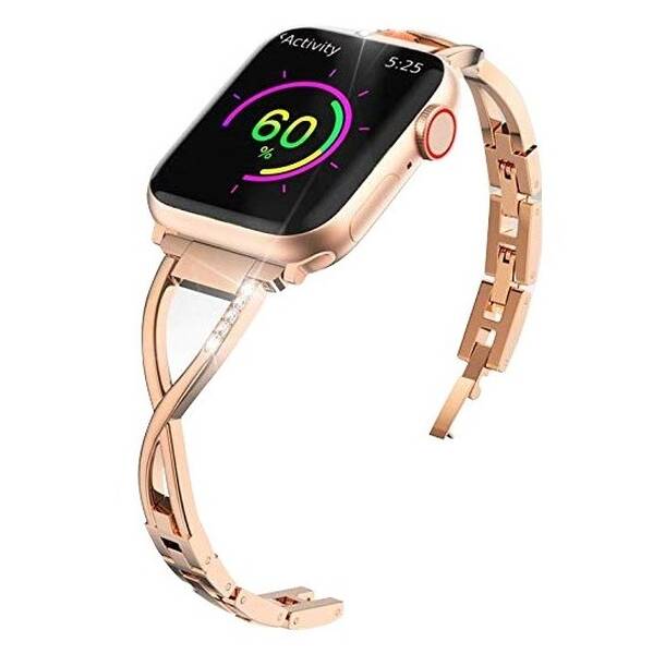 Řemínek WG kamínky, kovový, na Apple Watch 42/44/45/49 mm zlatý

