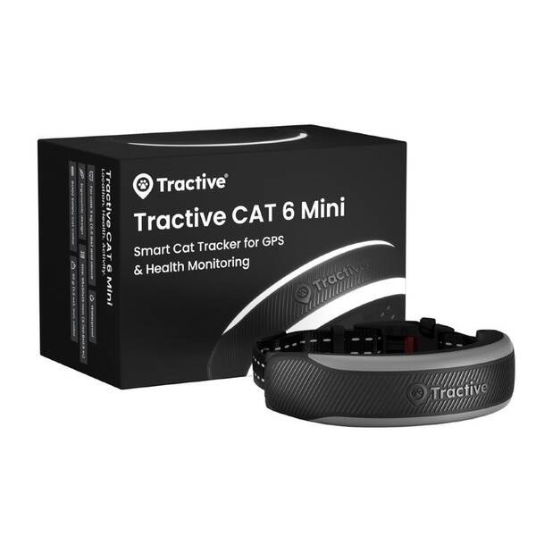 GPS lokátor Tractive CAT 6 Mini – pro kočky a monitor zdraví s integrovaným obojkem černý

