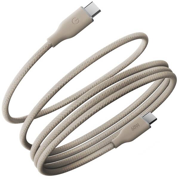 Kabel Energea Helix 60 magnetický USB-C na USB-C (60 W) béžový

