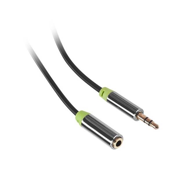 Kabel GoGEN Jack 3,5mm,  5m, prodlužovací, pozlacené konektory černý

