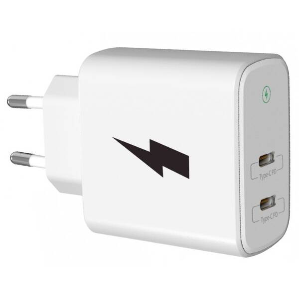 Nabíječka do sítě WG 2x USB-C PD 20W bílá barva
