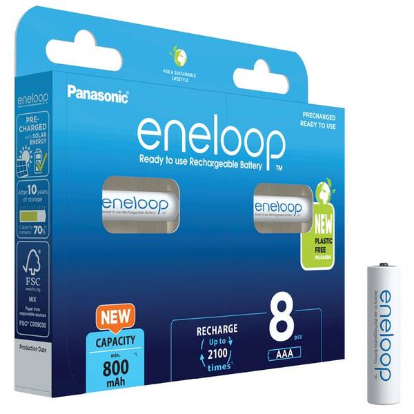 Baterie nabíjecí Panasonic Eneloop AAA, HR03, 800mAh, Ni-MH, blistr 8ks 

