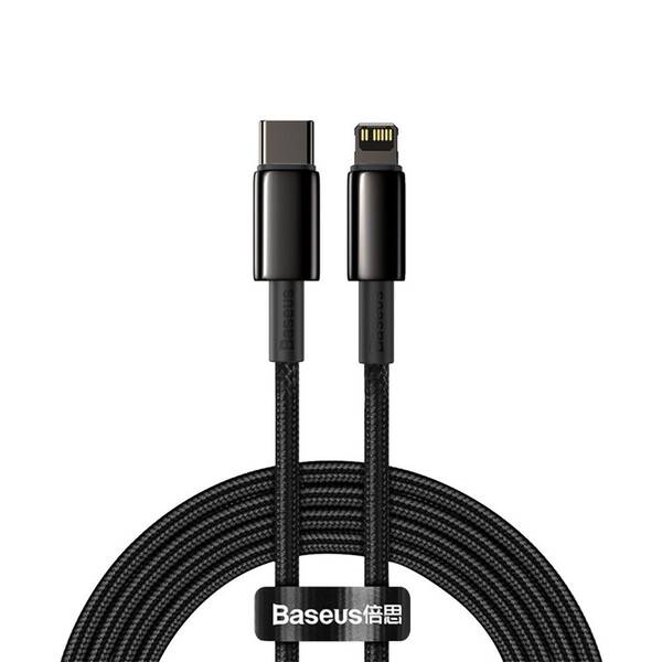 Kabel Baseus Tungsten Gold USB-C/Lightning PD 20W 2m černý

