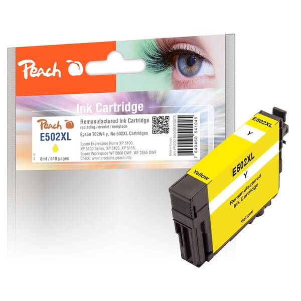 Inkoustová náplň Peach Epson 502XL, T02W4, 610 stran žlutá

