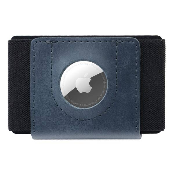 Peněženka FIXED Tiny Wallet pro AirTag z pravé hovězí kůže modrá

