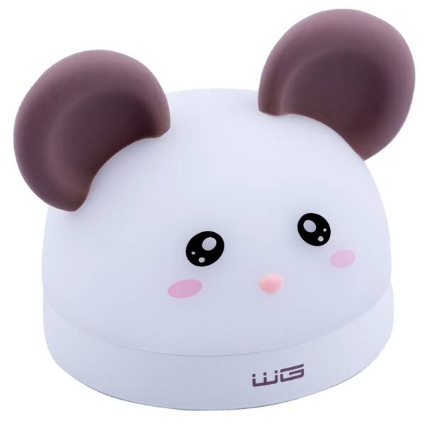 Dětská LED lampička WG Budík/lampička myška bílá

