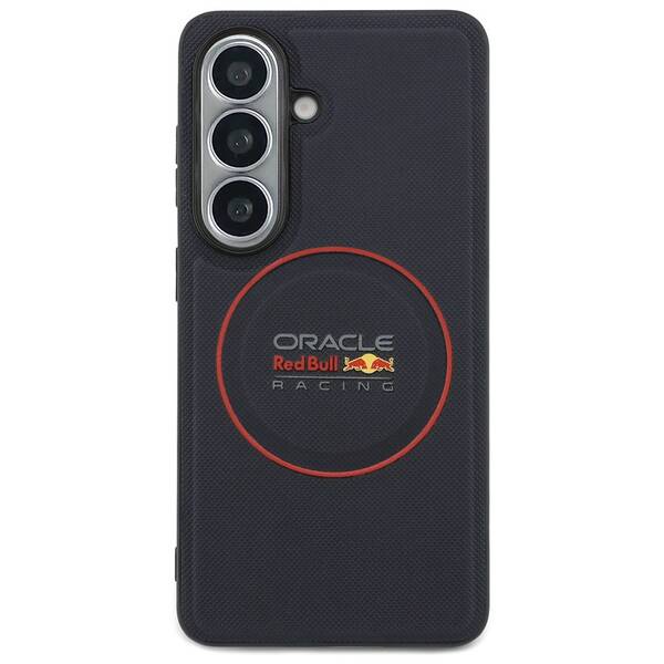 Kryt na mobil Red Bull PU Leather Meshed Red Ring Magnetic na Samsung Galaxy S26 tmavě modrý

