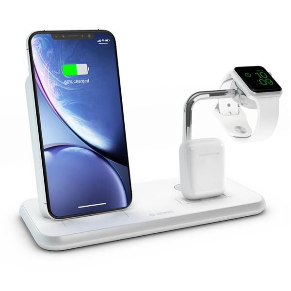 Bezdrátová nabíječka ZENS Stand+Dock+Watch bílá

