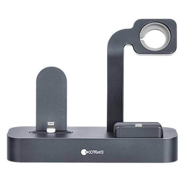 Nabíjecí stojánek COTECi Base29 3v1 pro Apple iPhone, Watch, AirPods/Pro šedý

