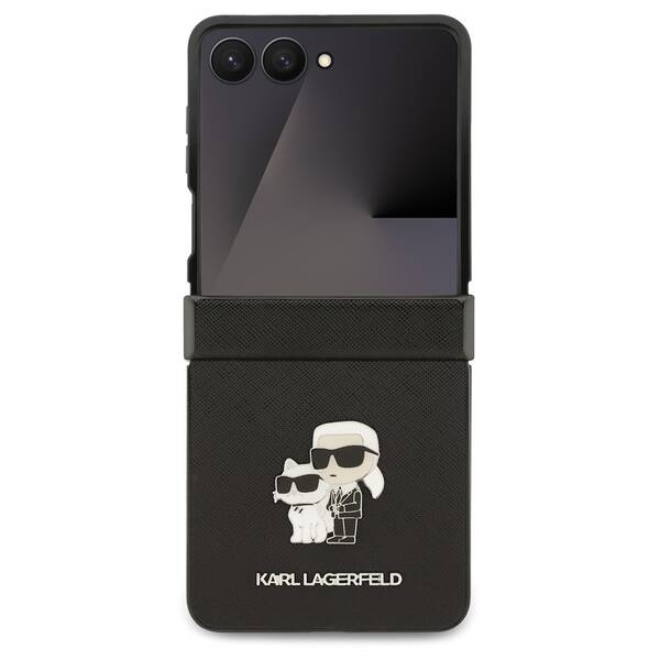 Kryt na mobil Karl Lagerfeld PU Saffiano Karl and Choupette na Samsung Galaxy Z Flip 7 černý

