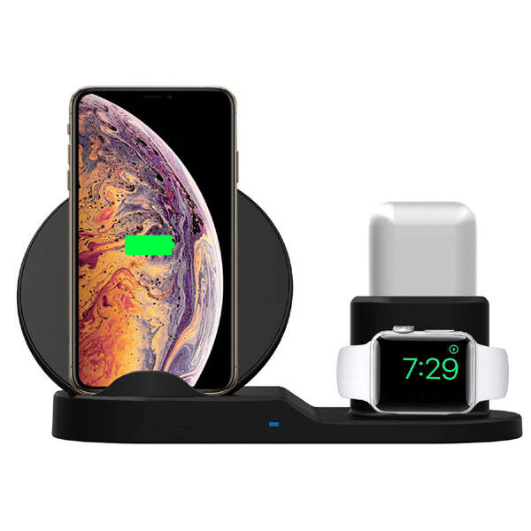 Bezdrátová nabíječka LAMA pro telefon, Apple Watch a Airpods, 15W černá

