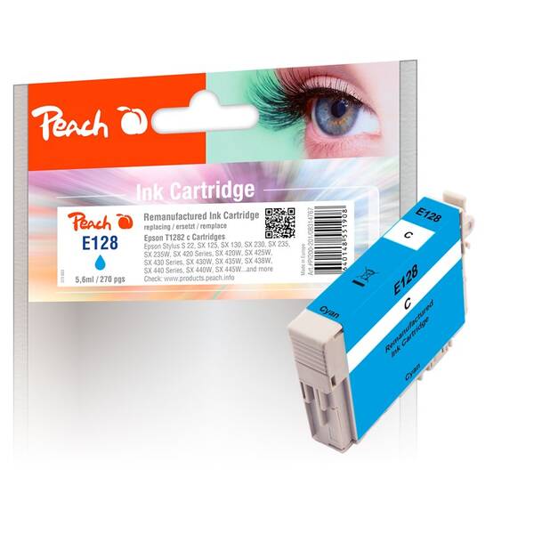 Inkoustová náplň Peach Epson 128, T1282, 270 stran azurová

