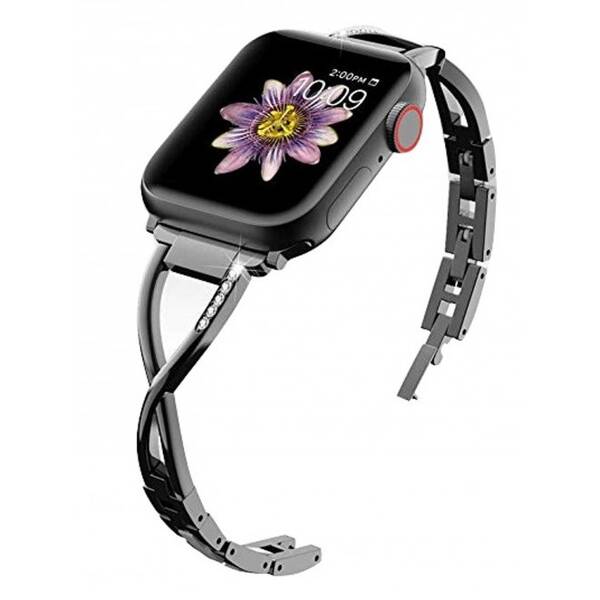 Řemínek WG úzký, kovový, na Apple Watch 42/44/45/49 mm černý

