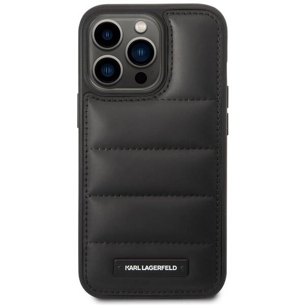 Kryt na mobil Karl Lagerfeld Quilted Puffy Metal Logo na Apple iPhone 14 Pro černý

