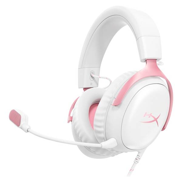 Headset HyperX Cloud III bílý/růžový

