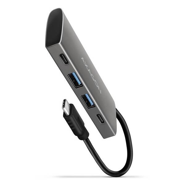 USB Hub Axagon USB 3.2 Gen 2 10 Gb/s hub, 2x USB-A, 2x USB-C, kabel USB-C 13cm šedý

