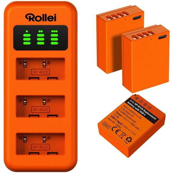 Nabíječka Rollei NP-W126 Triple Charger Set (Fuji) oranžová

