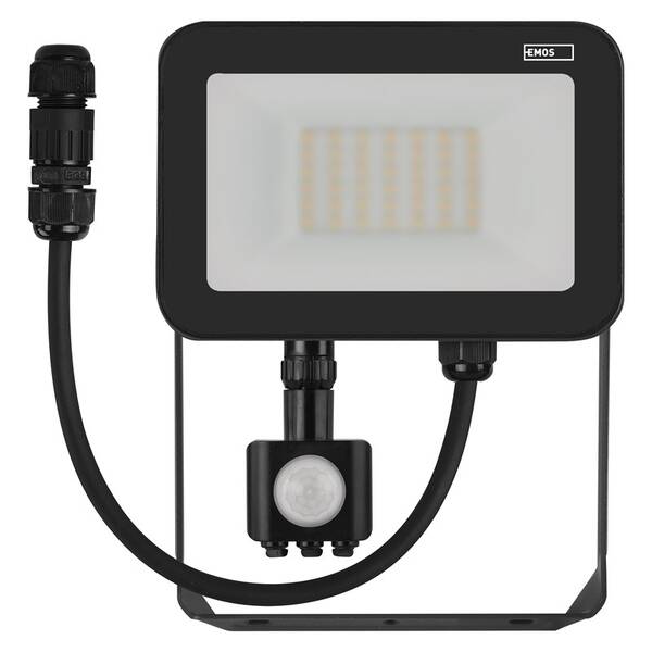 Reflektor EMOS INOVO 30W 3300LM PIR IP65 NW černý

