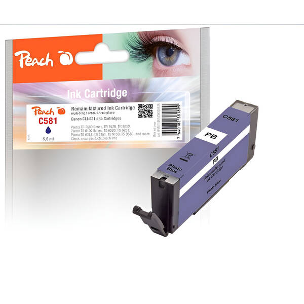 Inkoustová náplň Peach Canon PGI-580XL, 17ml černá

