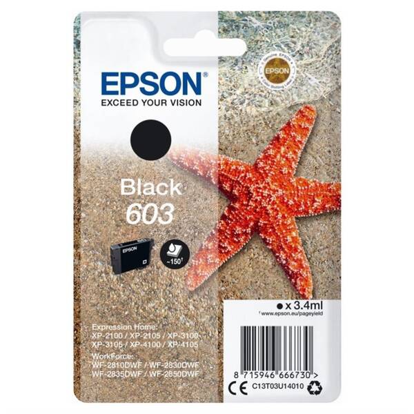 Inkoustová náplň Epson 603, 150 stran černá

