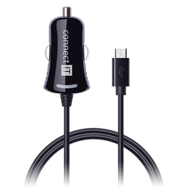 Adaptér do auta Connect IT InCarz, Micro USB, 2,1A, 1,5 m černý

