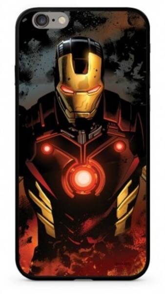 Kryt na mobil Marvel Premium Glass Iron Man pro Apple iPhone 7/8 Plus černý/červený

