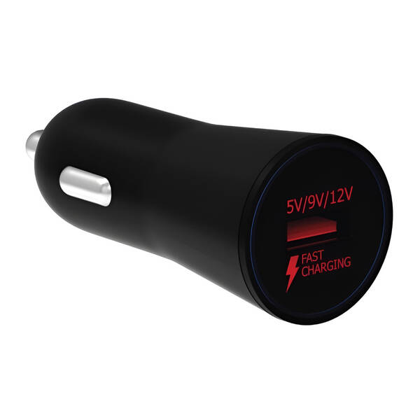 Adaptér do auta WG 1x USB, QC 3.0, 18W černý

