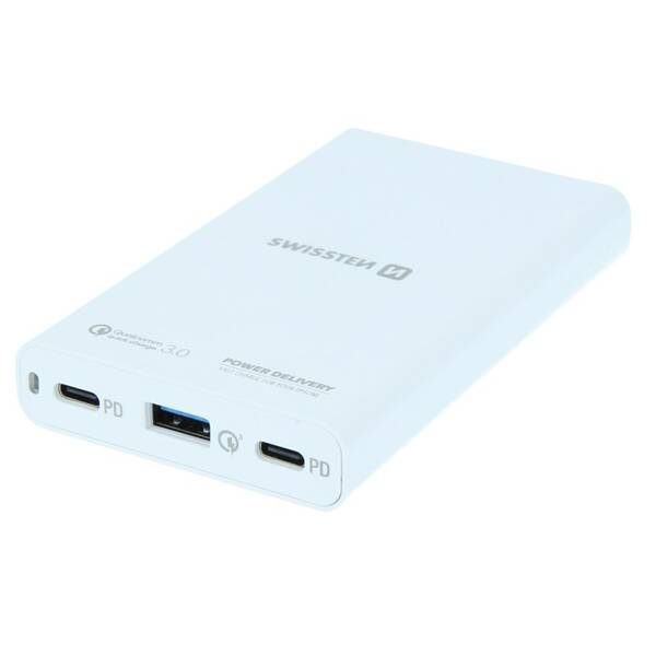Nabíječka do sítě Swissten 60W, 2x USB-C, 1x USB-A bílá

