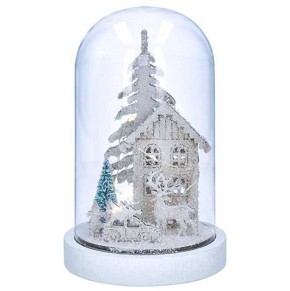 LED dekorace Solight zasněžená krajina s domkem, 18cm, 10x LED, 2x AAA 

