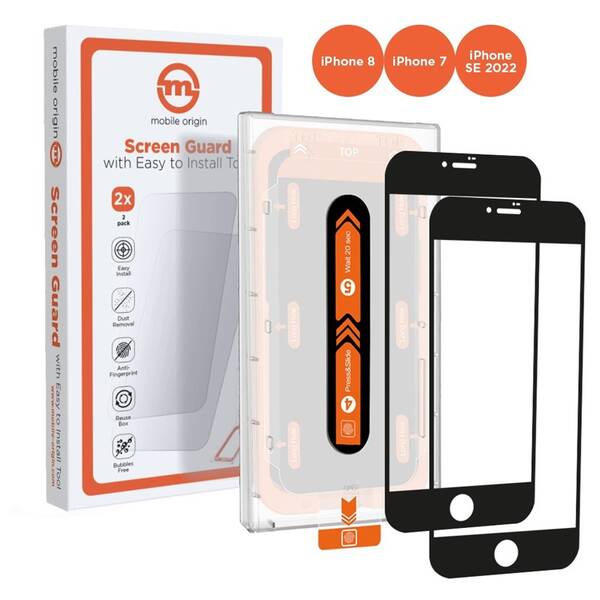 Tvrzené sklo Mobile Origin Orange Screen Guard na Apple iPhone 8/7/SE 2020/SE 2022 s aplikátorem (2 ks) černá

