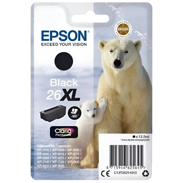 Inkoustová náplň Epson 26XL, 500 stran černá

