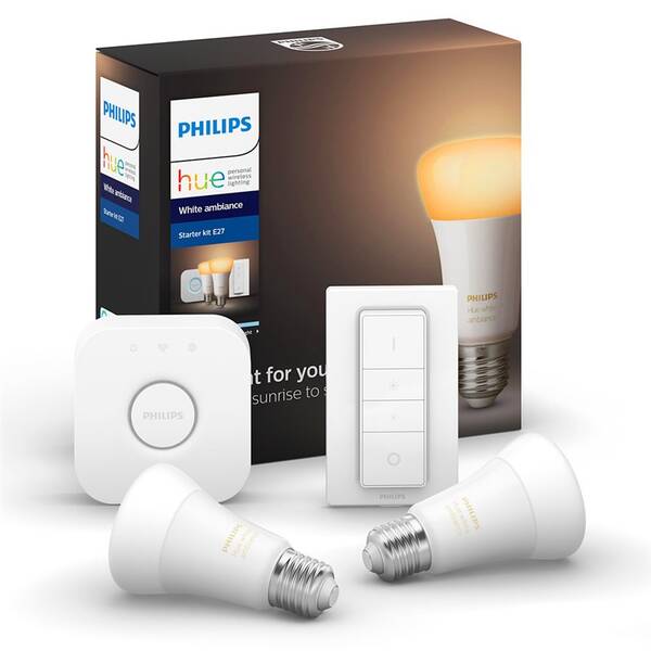 Startovací sada Philips 9W, E27, White Ambiance (2ks) + bridge + Switch 


