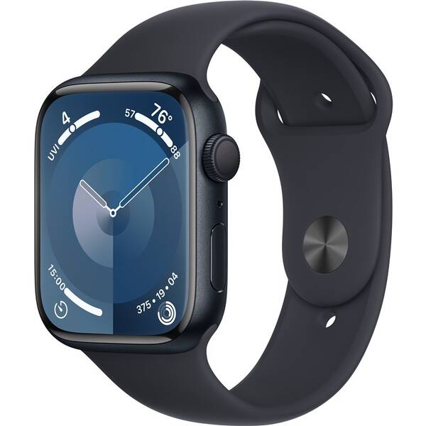 Chytré hodinky Apple GPS 45mm pouzdro z temně inkoustového hliníku - temně inkoustový sportovní řemínek - M/L 

