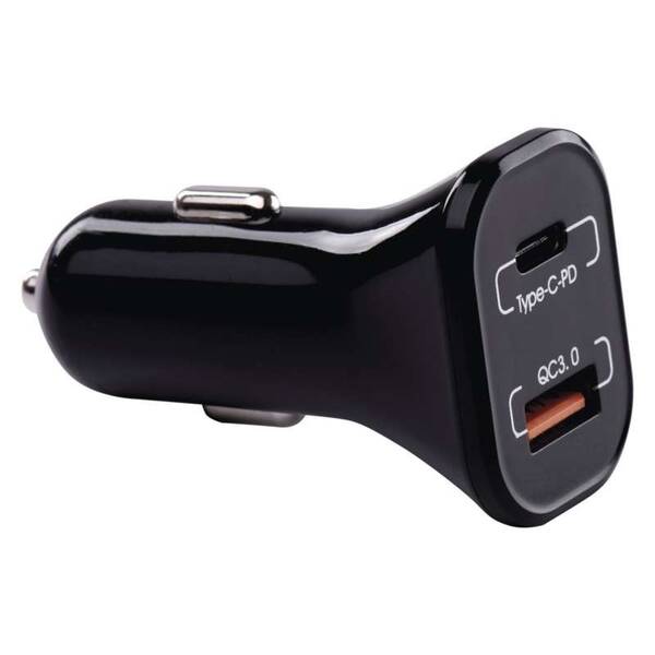 Adaptér do auta EMOS USB QC 3.0, USB-C PD, 1,5–3,0A (18W) max. černý

