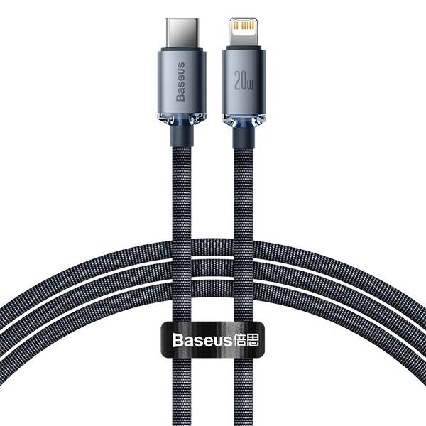 Kabel Baseus Crystal Shine Series USB-C/Lightning 20W 1,2m černý

